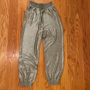 Anthropologie Silver Shimmer Joggers